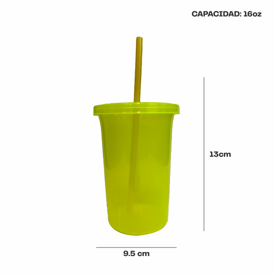 Vaso bachelor 16 oz. amarillo neon