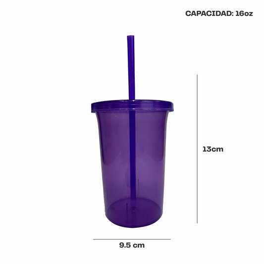 Vaso bachelor 16 oz. morado