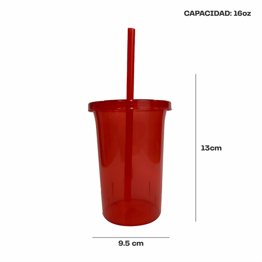 Vaso bachelor 16 oz. rojo