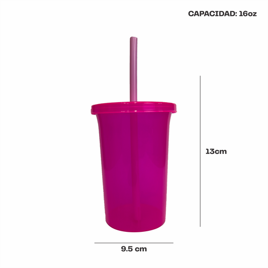 Vaso bachelor 16 oz. rosa