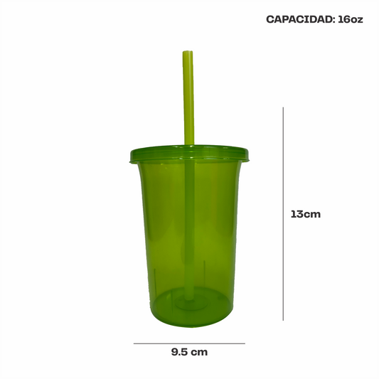 Vaso bachelor 16 oz. verde