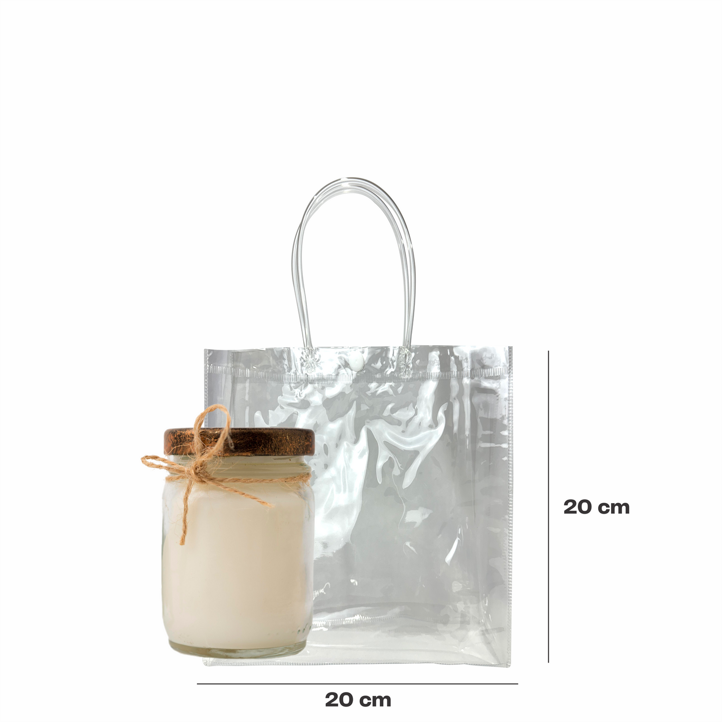 20x20x8 Bolsa Transparente de PVC con agarradera