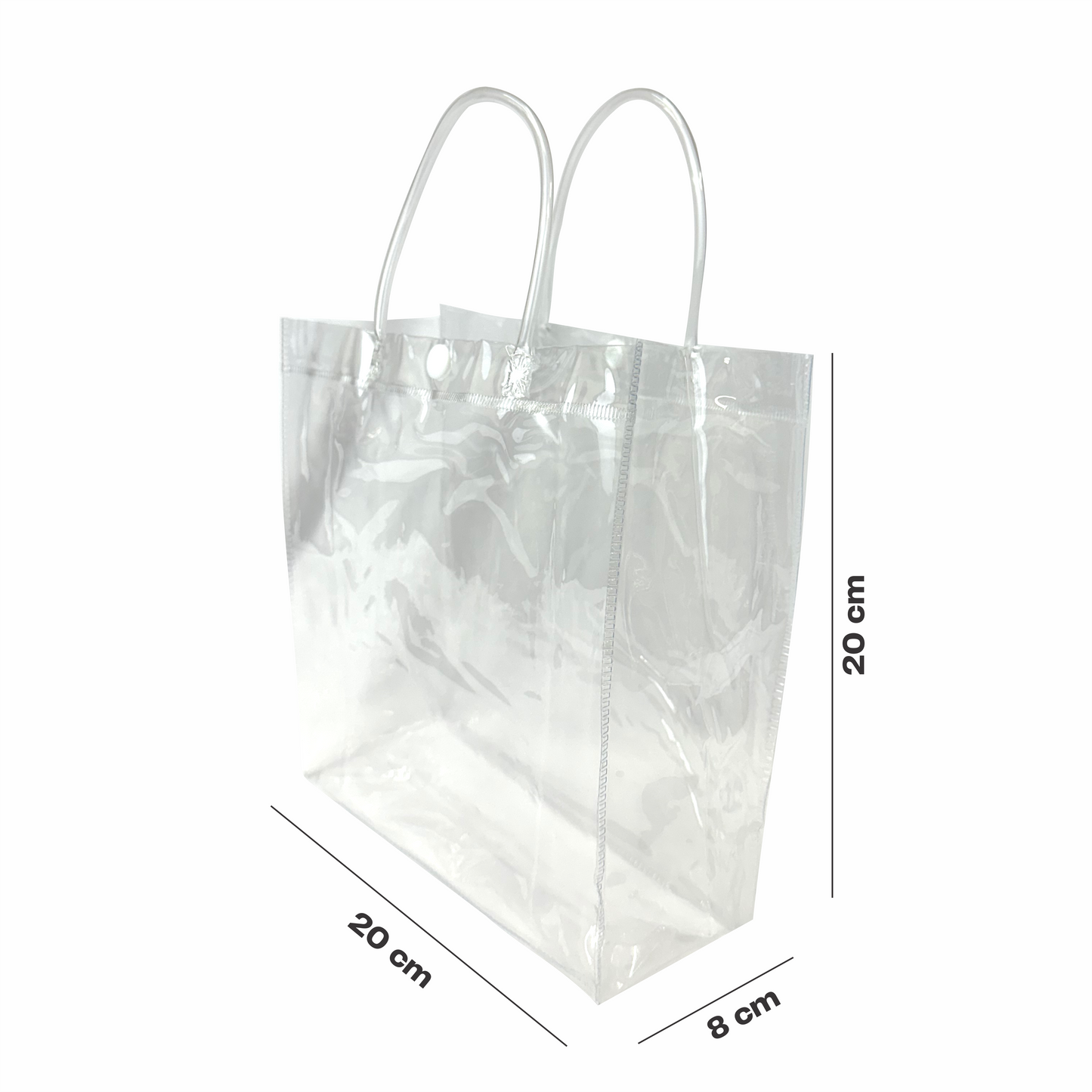 20x20x8 Bolsa Transparente de PVC con agarradera