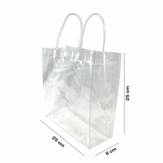25x25x8 Bolsa Transparente de PVC con agarradera