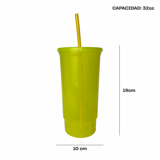 Vaso bachelor 32 oz. amarillo neon