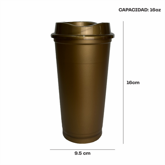 Termo para cafe 16 oz color oro