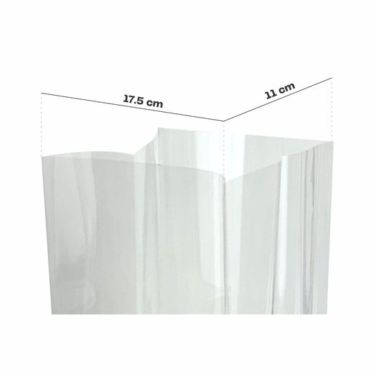 17.5x49x11 Bolsa de celofan con fuelle intermedia