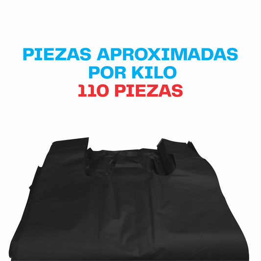 25x40cm Bolsa de camiseta negra Biodegradable Chica