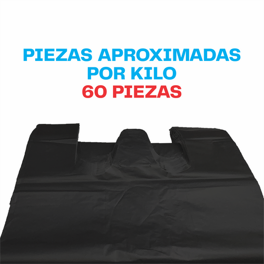 30x60cm Bolsa de camiseta negra Biodegradable Grande