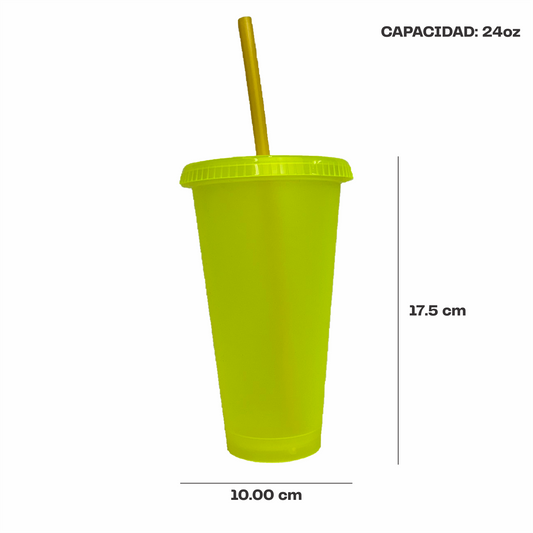 Vaso liberty 24 oz. amarillo neon