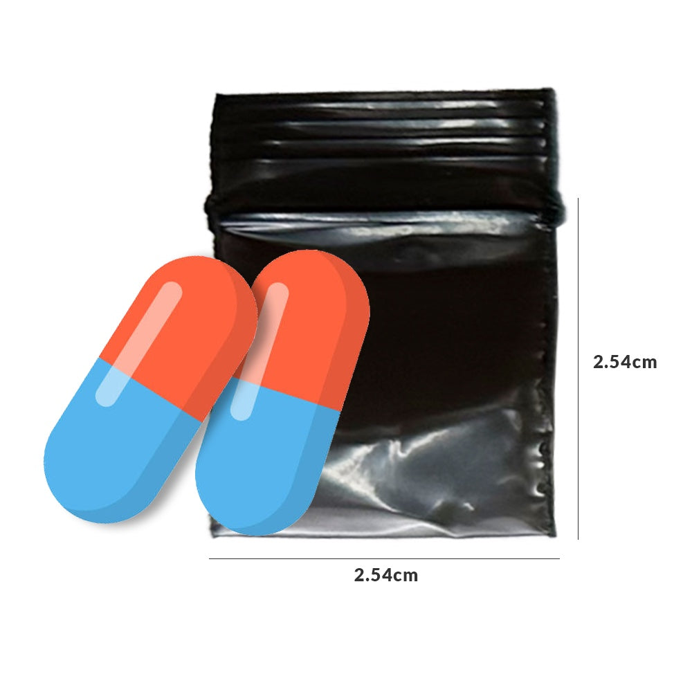 2.54x2.54cm Bolsa auto cierre negra