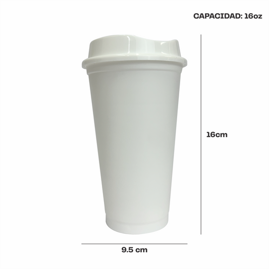 Termo para cafe 16 oz color blanco