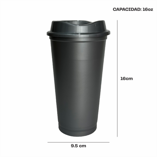 Termo para cafe 16 oz color plata