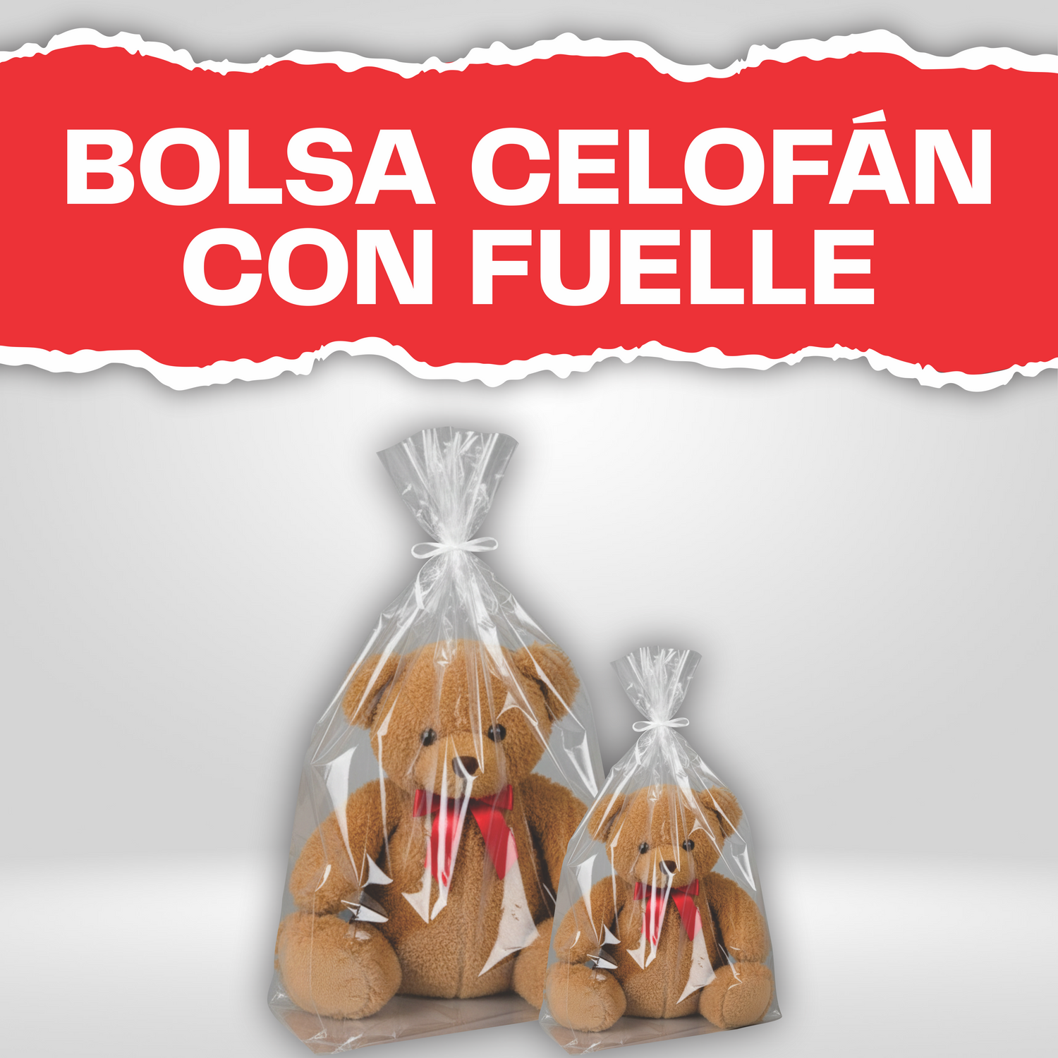 Bolsa celofan con fuelle