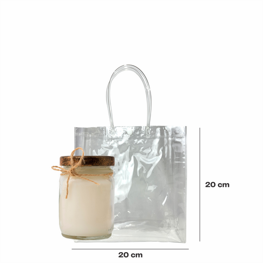 20x20x8 Bolsa Transparente de PVC con agarradera