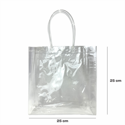 25x25x8 Bolsa Transparente de PVC con agarradera
