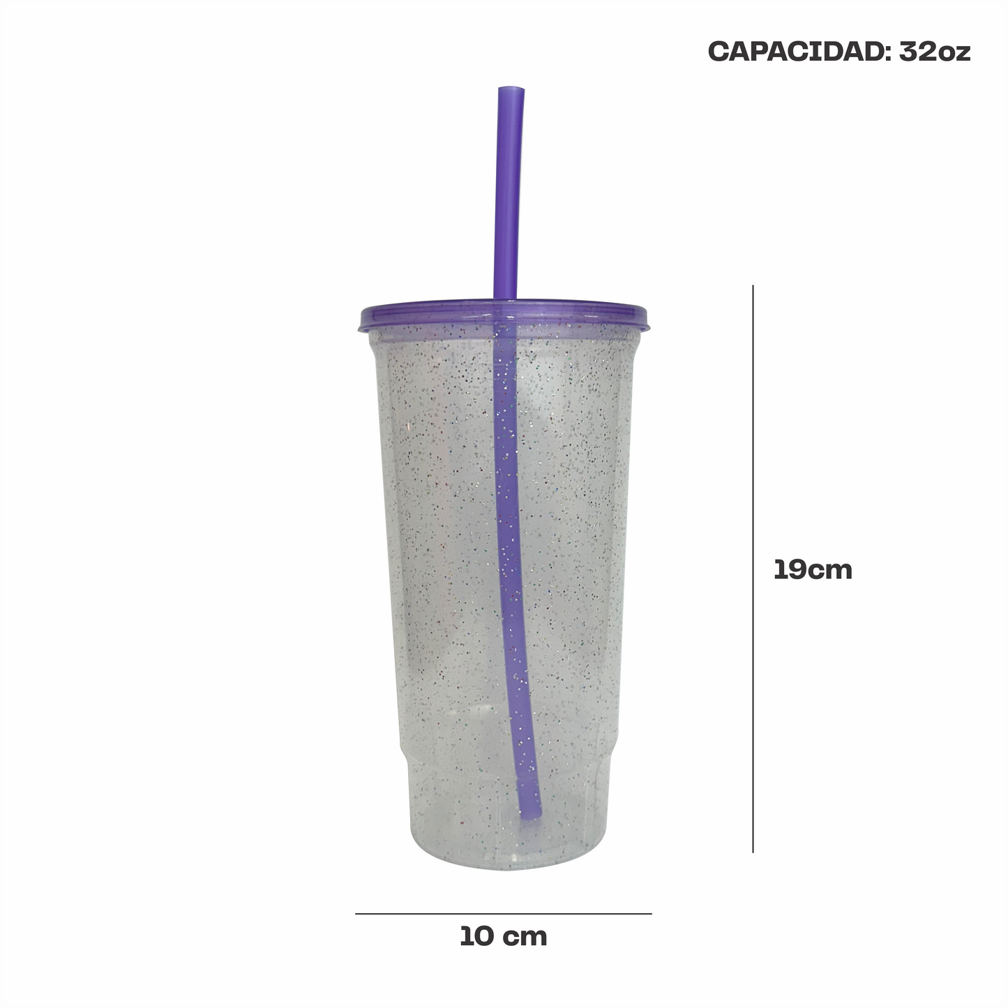 Vaso bachelor 32 oz. morado glitter