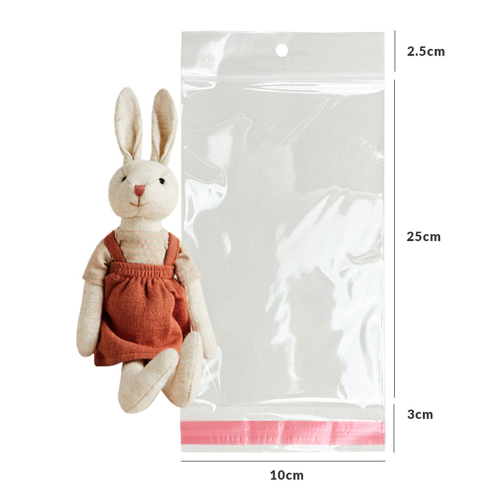 10x25+2.5+3cm Bolsa de celofan con cenefa y adhesivo