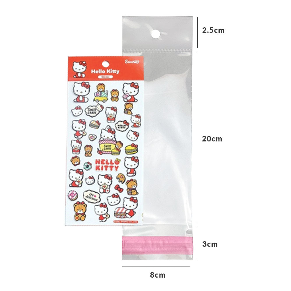 8x20+2.5+3cm Bolsa de celofan con cenefa y adhesivo
