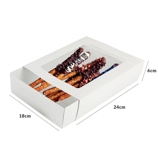 24x18x6cm Caja de cerillo blanca con ventana