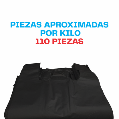 25x40cm Bolsa de camiseta negra Biodegradable Chica