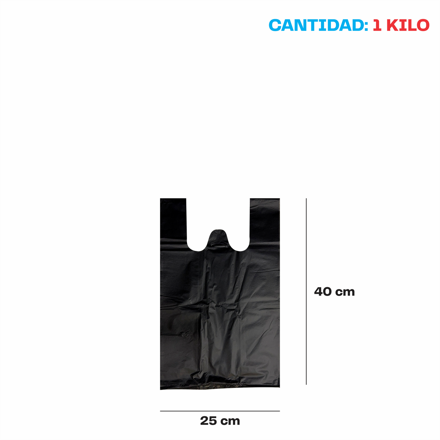 25x40cm Bolsa de camiseta negra Biodegradable Chica