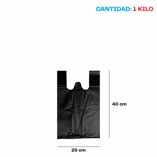 25x40cm Bolsa de camiseta negra Biodegradable Chica