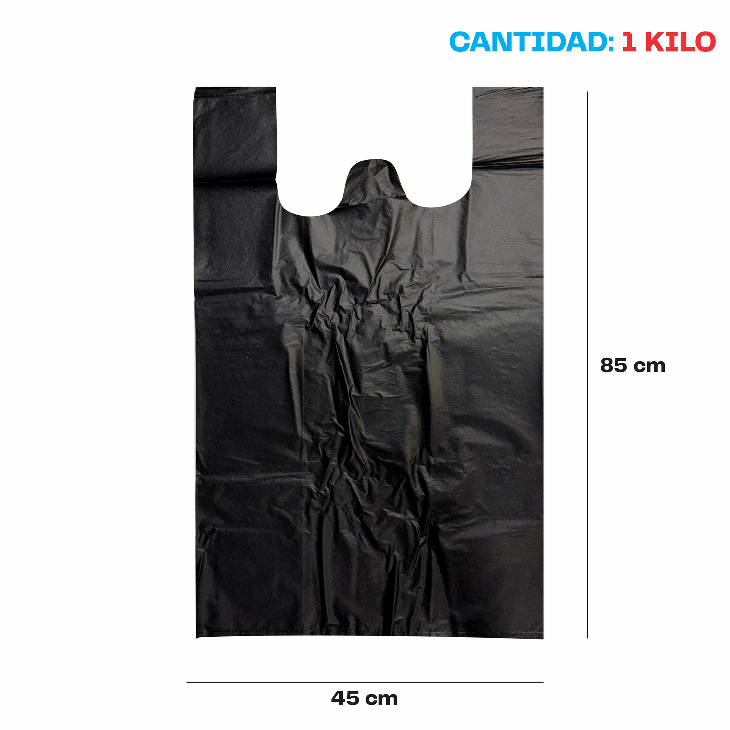 45x85cm Bolsa de camiseta negra Biodegradable Extra jumbo