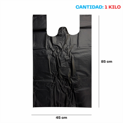 45x85cm Bolsa de camiseta negra Biodegradable Extra jumbo