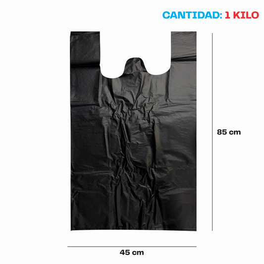 45x85cm Bolsa de camiseta negra Biodegradable Extra jumbo