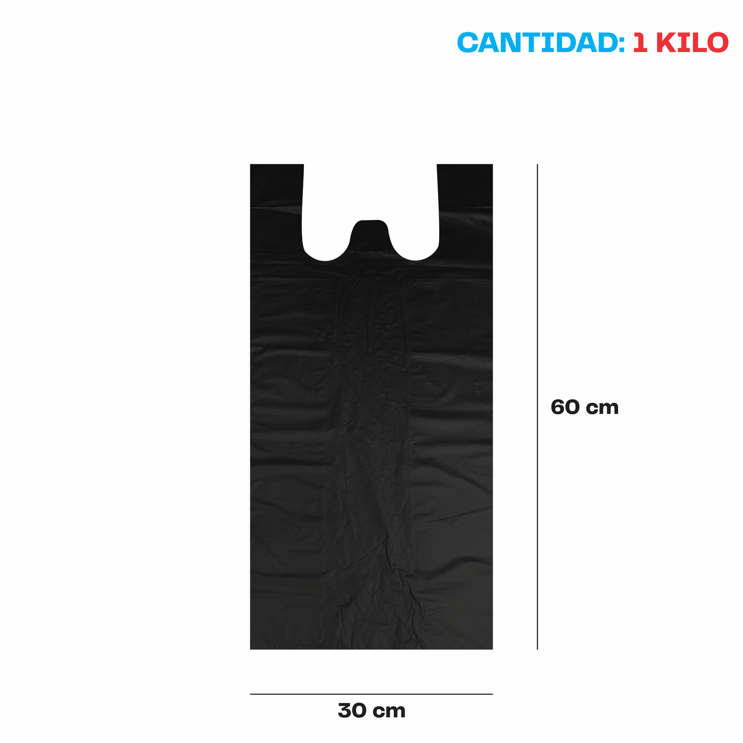 30x60cm Bolsa de camiseta negra Biodegradable Grande