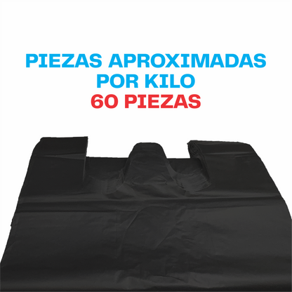 30x60cm Bolsa de camiseta negra Biodegradable Grande