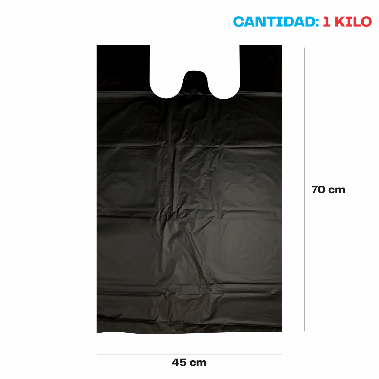 45x70cm Bolsa de camiseta negra Biodegradable Jumbo