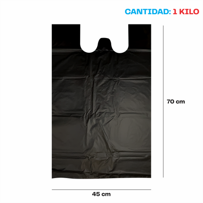 45x70cm Bolsa de camiseta negra Biodegradable Jumbo