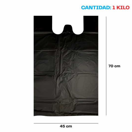 45x70cm Bolsa de camiseta negra Biodegradable Jumbo