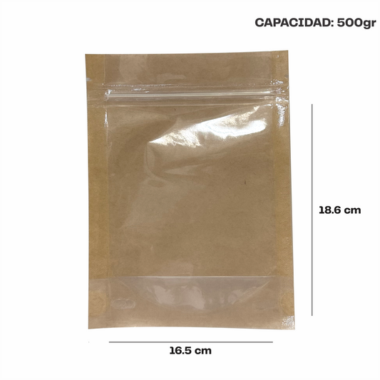 Mediana Kraft con Transparente (16.5x18.6X9)