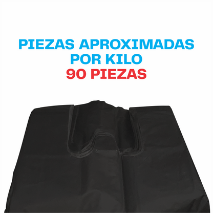 25x50cm Bolsa de camiseta negra Biodegradable Mediana