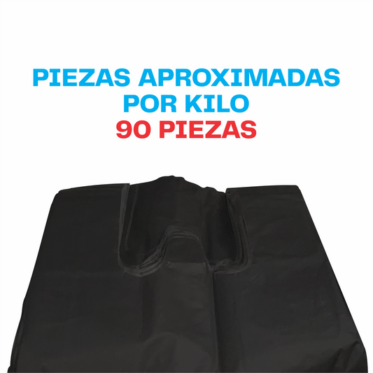 25x50cm Bolsa de camiseta negra Biodegradable Mediana