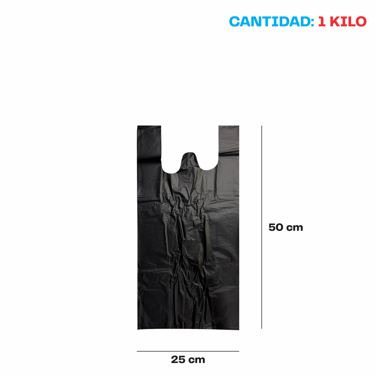 25x50cm Bolsa de camiseta negra Biodegradable Mediana