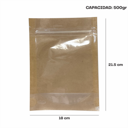 Mediana Kraft con Transparente (18x21.5x9)