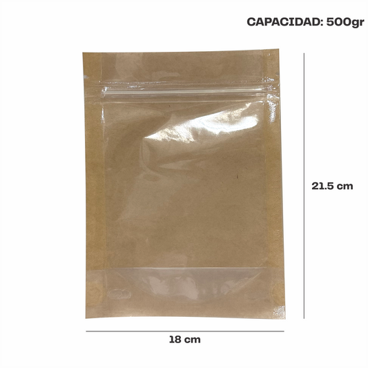 Mediana Kraft con Transparente (18x21.5x9)