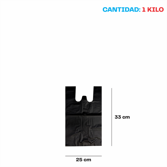 20x33cm Bolsa de camiseta negra Biodegradable Mini