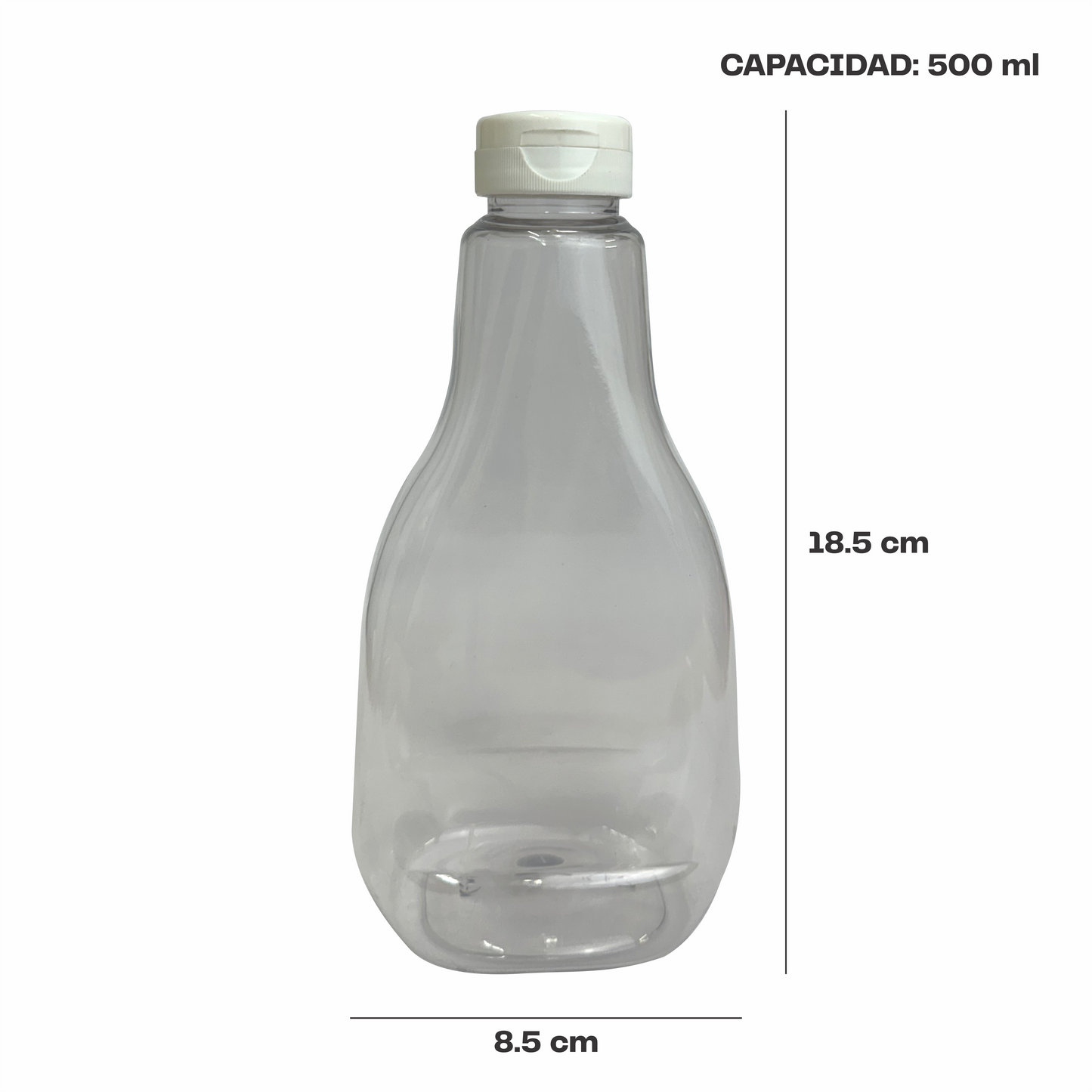 Botella tipo catsup sq 500 ml tapa bisagra con sello
